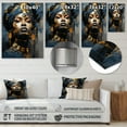thumbnail image 4 of Designart "Blue and gold African Woman Goddess I In Blue and Gold"African Woman Metal Wall Art Blue Modern Living Room Wall Art, 4 of 6