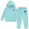 thumbnail image 4 of Kids Sweatsuit 2PC Long Sleeve Bow Hoodies Pullover Sweatpants Set Warm Fall Winter Clothes Clothes for Girls 6-7 Years, 4 of 6