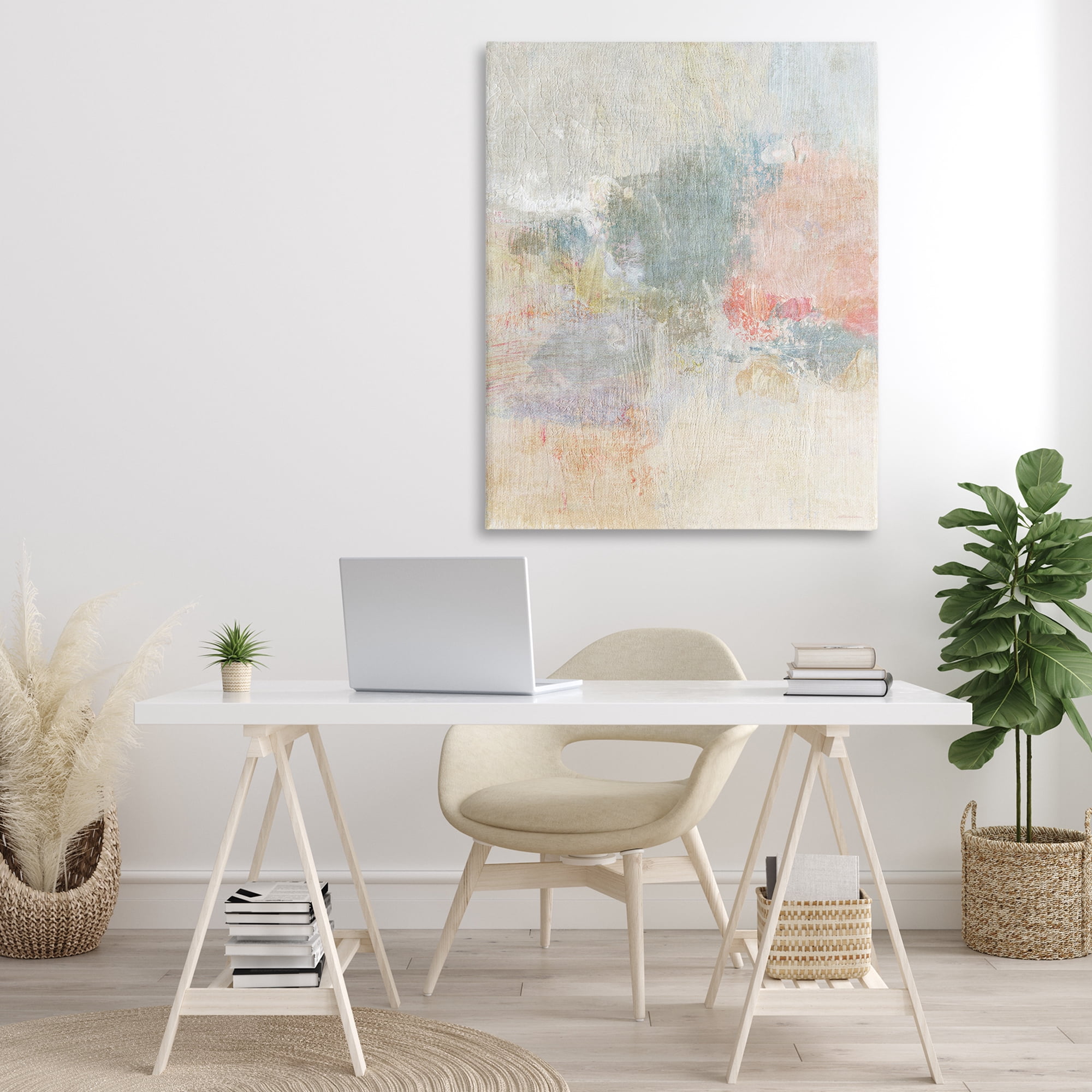 Stupell Industries Soft Ombre Abstraction Abstract Painting Gallery Wrapped Canvas Art Print Wall Art, 36 x 48