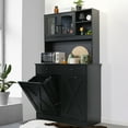 thumbnail image 3 of Pirecart Kitchen Trash Cabinet, 20 Gallon Double Tilt Out Hidden Garbage Holder with Drawers, Black, 3 of 10