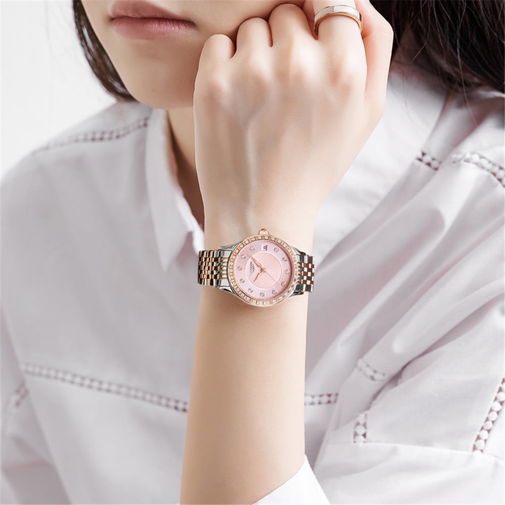 GUANQIN Automatic Watches Self Winding for Woman Stainless Steel Watch Simple Dress Mechanical Ladies Wristwatches Date Luminous Waterproof