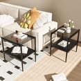 thumbnail image 3 of Set of 2 Rectangle End Table, Tempered Glass Tabletop with MDF layer, Modern Table for Living Room , Gray Glass, 3 of 5