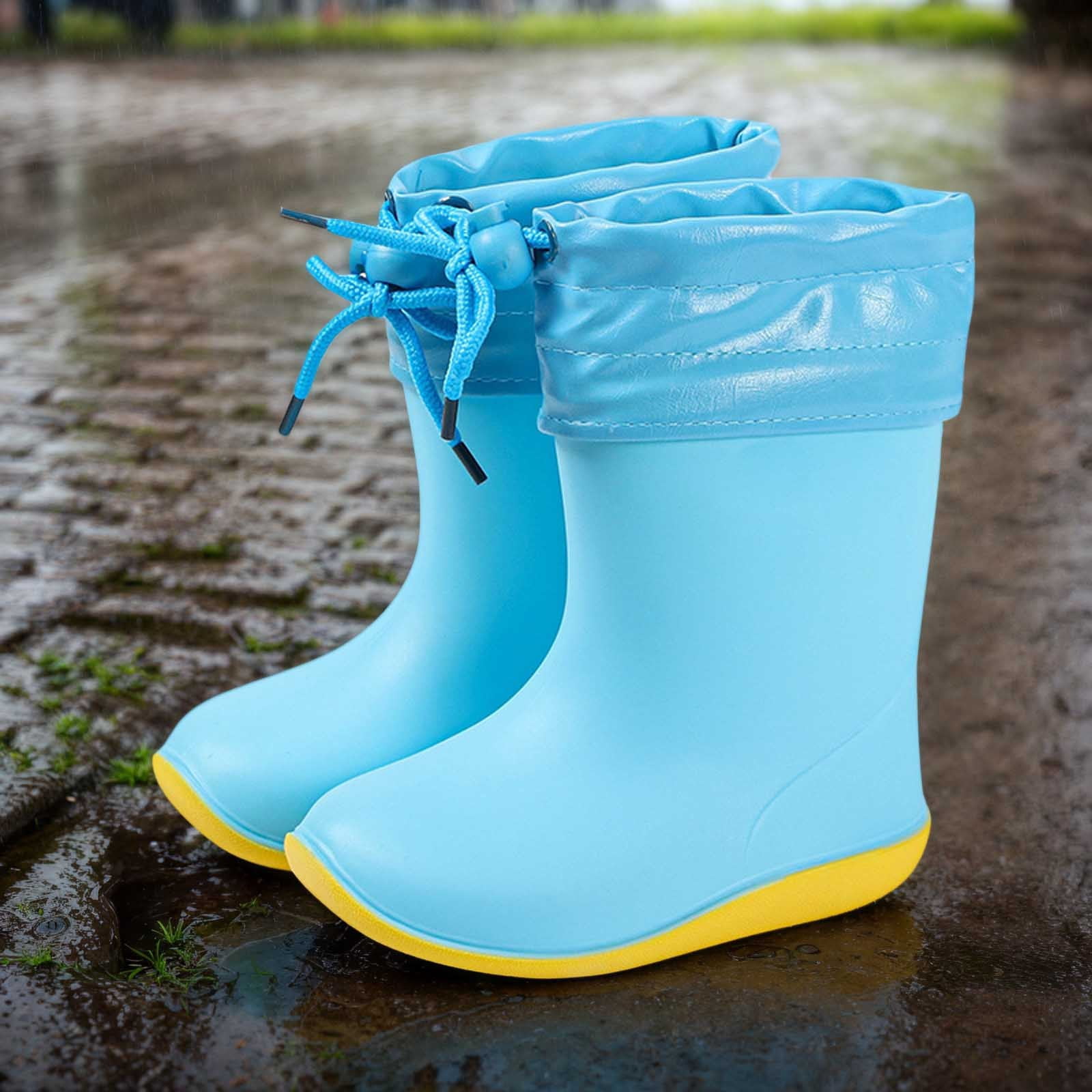 Yuncity Boys Girls Rain Boots Toddlers Comfortable Outdoor Play Shoes Lightweight Durable Everyday Wear Boots Footwear Blue 5.5-6 Years