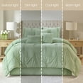 thumbnail image 5 of Lanco 7 Piece Matcha Comforter Set Queen Size, Elastic Embroidery Bedding Set, Solid Color, Home Decor, Matching Bedskirt, Pillows & Shams, 5 of 7
