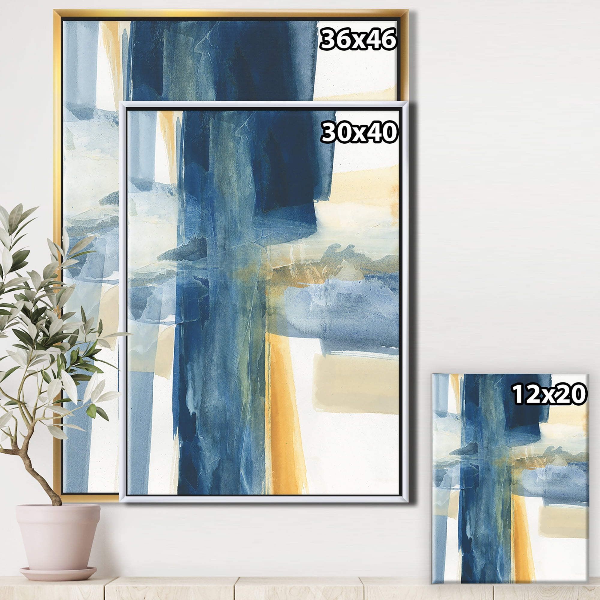Designart ' Indigo Panel VI ' Glam Modern Framed Canvas