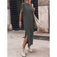 thumbnail image 3 of Women's Cap Sleeve Crewneck Casual Loose Side Long Beach Maxi Dress, 3 of 4