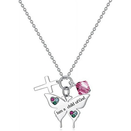 SOULMEET Daisy Necklace 925 Sterling Silver I Am a Daughter of God Jewelry for Women Baptism Communion Gifts for Birthday Gift