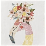 Boston International C833200 IHR Cocktail Beverage Paper Napkins 5 x 5-Inches Floral Flamingo