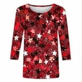 thumbnail image 5 of Frostluinai 3/4 Length Sleeve Womens Tops Patriotic Shirts Crew Neck Sparkly Party Shirts 4th of July Tshirts Plus Size Holiday Tops, 5 of 5