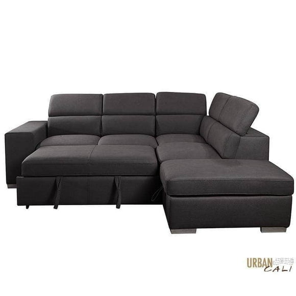 Urban Cali Pasadena Large Sleeper Sectional Sofa Bed with Storage Ottoman and 2 Stools - Available in 2 Colours