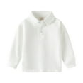 thumbnail image 2 of Esaierr Kids Toddler Boys Shirt T Shirt Baby Autumn Top 1-6Y New Boys'Stripe Lapel Undershirt Thickened Long Sleeve Pullover Shirt, 2 of 5