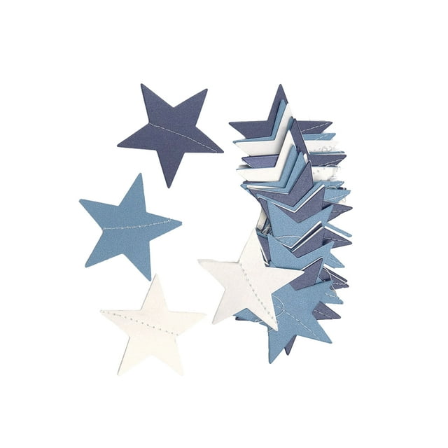 Recortes de confeti de estrellas colgantes, adorno de cartel pequeño, decoración de fiesta, adorno creativo para el hogar, suministros festivos Kits de decoración para fiestas blanco doble azul Cateissary HA059433-07