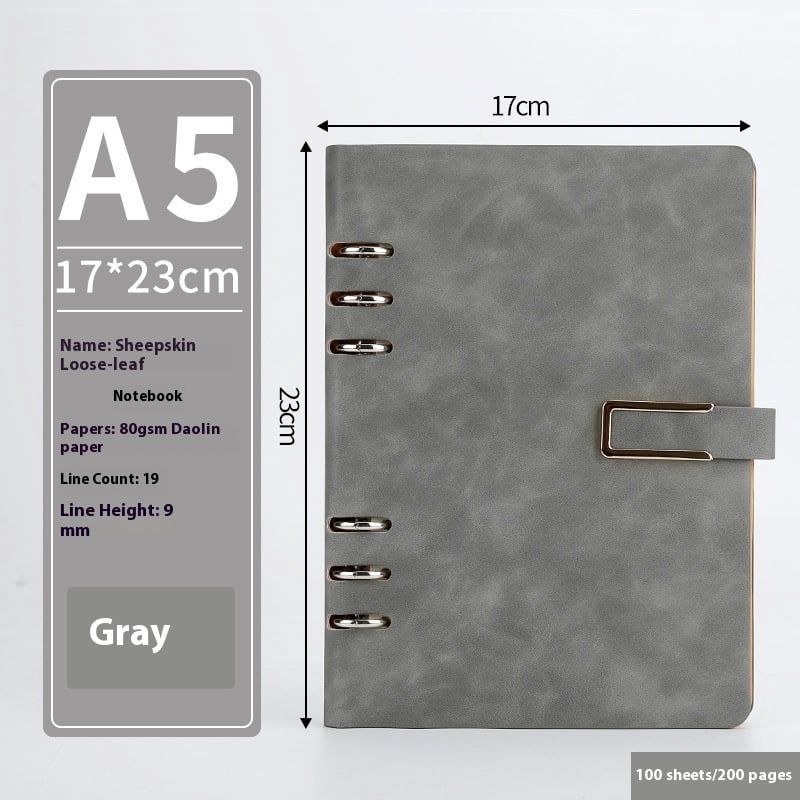 2pc Green+Grey A5 Classic Refillable Loose Pocket Leather 6 Holes Ring Binder Personal Planner Organizer Notebook Binder Reusable Multi Functional