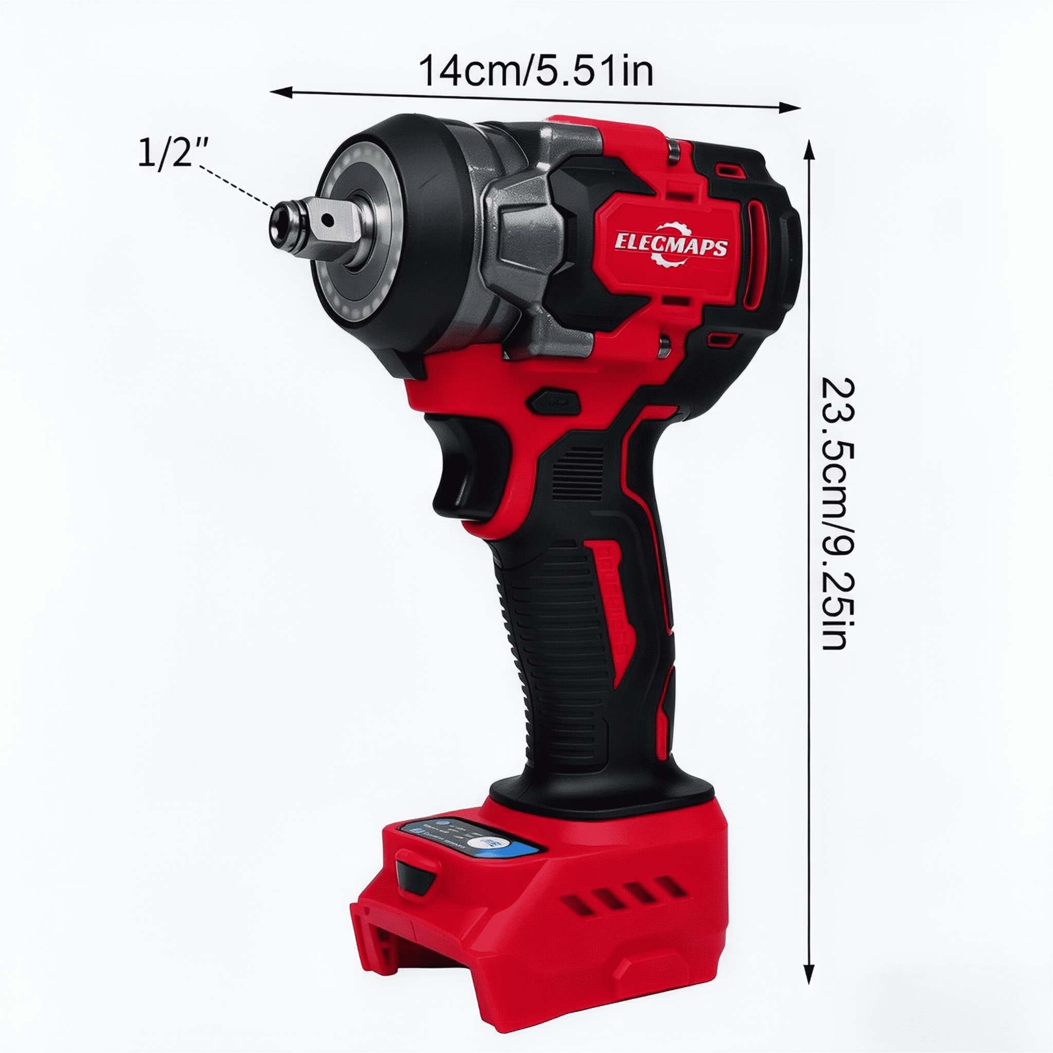 ELECMAPS 1/2 Inch Cordless Impact Wrench Set, 600N.m Brushless 4-Speed, 3-in-1 Function Compatible with Milwaukee M18 Batteries (Tool Only)