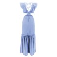 thumbnail image 4 of Pisexur Robe Sans Manches Col en V Imprimé Sans Manches Unie Décontractée Confortable Tunique Col en V Robe Mini Slim pour Femmes, 4 of 4