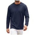 thumbnail image 3 of ZHANGDER Mens Long Sleeve Tee Shirt Cotton Crew Neck Lightweight Casual Basic, Navy XL, 3 of 9