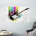 thumbnail image 1 of Guitar Tapestry, Bass Guitar on Colorful Vertical Stripes with Floral Natural Artistic Ornaments, Wall Hanging for Bedroom Living Room Dorm Decor, 60W X 40L Inches, Multicolor, by Ambesonne, 1 of 2
