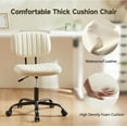 thumbnail image 4 of Armless Office Chair, Swivel Rolling PU Leather Vanity Chair with Back Lumbar Support Height Adjustable Computer Chair, Small Desk Chair for Home Office (Beige White), 4 of 14