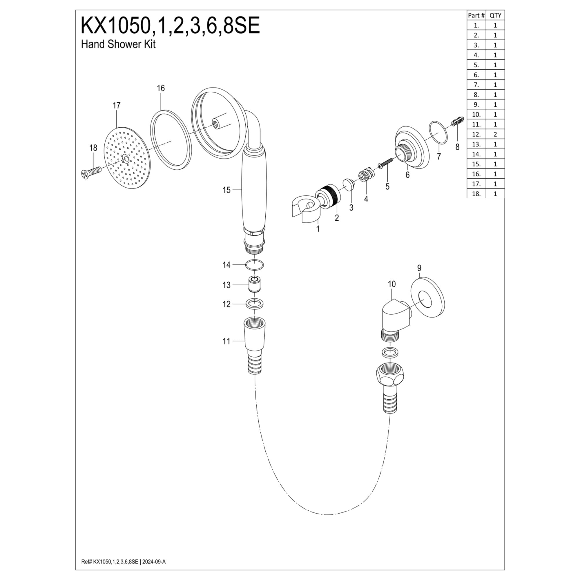 Kingston Brass KX1050SE Victorian Hand Shower Kit, Matte Black
