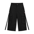thumbnail image 3 of WAGUTH Womens High Waist Cargo Capri Pants Multi Strap Flap Pocket Loose Utility Cropped Pants for Street Daily Wear, 3 of 6