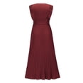 thumbnail image 6 of Liacowi Women Sexy Chiffon Maxi Dress Sleeveless Pleated Deep V Neck Belt Flowy Long Dress Summer Party Ruffle Streetwer, 6 of 7