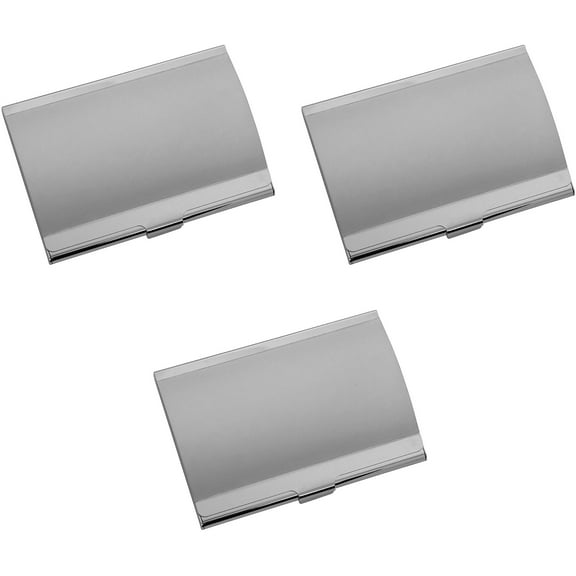 Set of 3 Curved Metal Business Card Case Holders Unisex (Matte Silver)