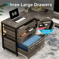 thumbnail image 4 of Finmind 53-Inch L-Shaped Desk with 3 Drawers and Storage Shelves for Home Office, Gray, 4 of 5