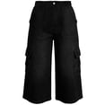 thumbnail image 3 of Straight Leg Jeans for Women Cargo Pants for Women Spring Summer Casual Loose Straight Leg Cropped Capri Jeans 6 Pockets High Waisted Stretchy Denim Pants, 3 of 5