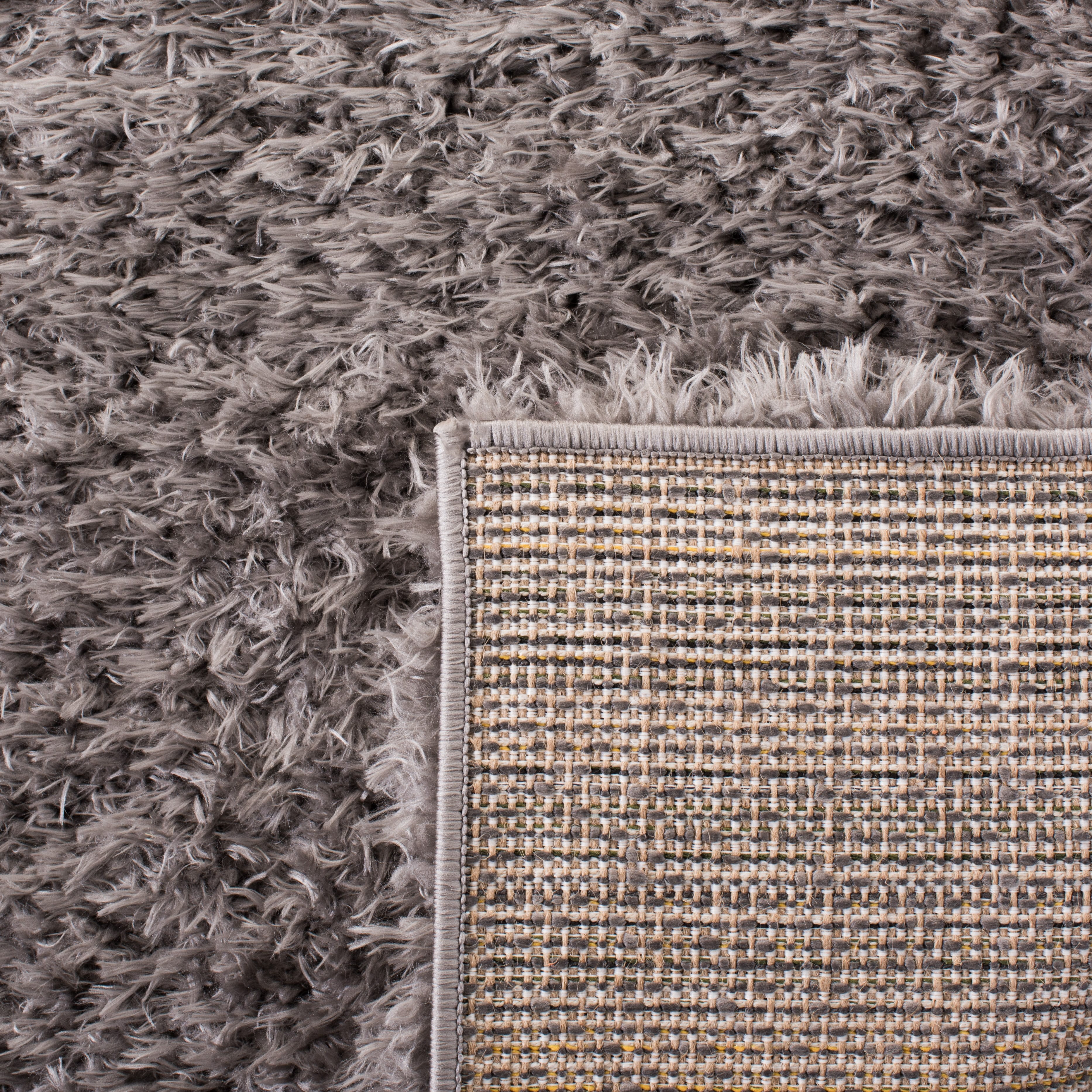 SAFAVIEH Madrid Miah Solid Polyester Shag Area Rug, Charcoal, 2' x 3'