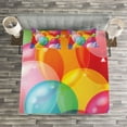 thumbnail image 3 of Ambesonne Cartoon Quilted Bedspread Set 3 Pcs, Balloons Fun, King Size, Multicolor, 3 of 3