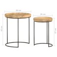 thumbnail image 3 of vidaXL 2 Piece Coffee Table Set Solid Mango Wood and Steel, 3 of 4
