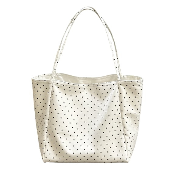 Hersfrd Women Canvas Polka Dot Shoulder Bags Large Capacity Versatile Tote Bag with Hook Lightweight Armpit Pouch Travel Date Shopping Handbags(thin Strap)