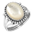 thumbnail image 1 of 925 Sterling Silver Ring For Women - Men White Natural Mother Of Pearl Gemstone Silver Ring Size 9 April Birthstone Handmade Silver Ring Size 9 Birthday Gift For Mom Gemstone 925 Silver Jewelry, 1 of 5