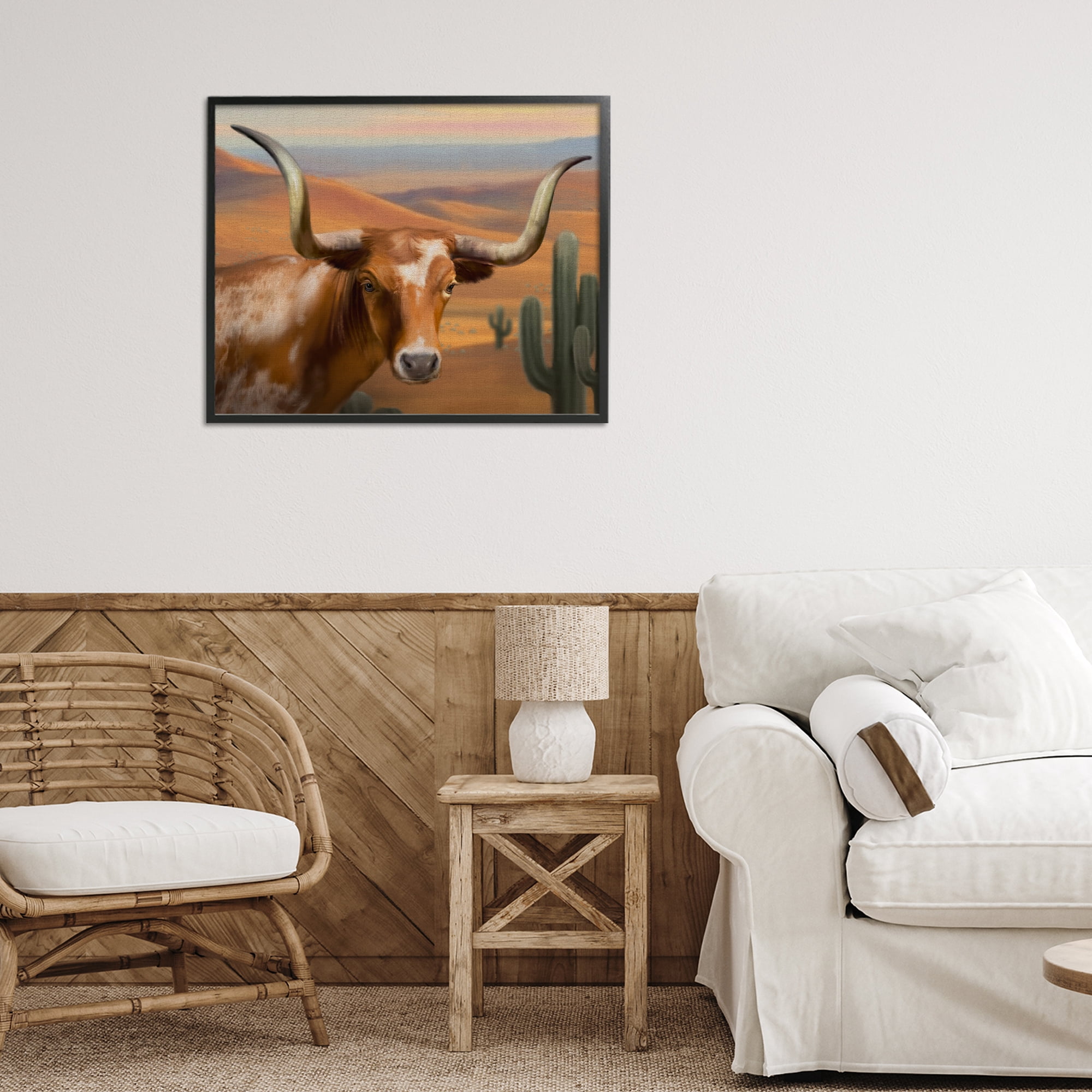 Stupell Industries Longhorn Western Landscape Black Framed Giclee Art, design by Matthew Piotrowicz