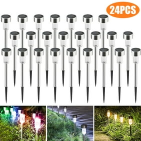 Solar Lights For Outdoor Pathway, 24 Brightest LED Stake Light Set For Walkway, Patio, Path, Lawn, Garden, Yard Decor, Waterproof Seal, Large Led Landscape Outside Post Lighting Lamps