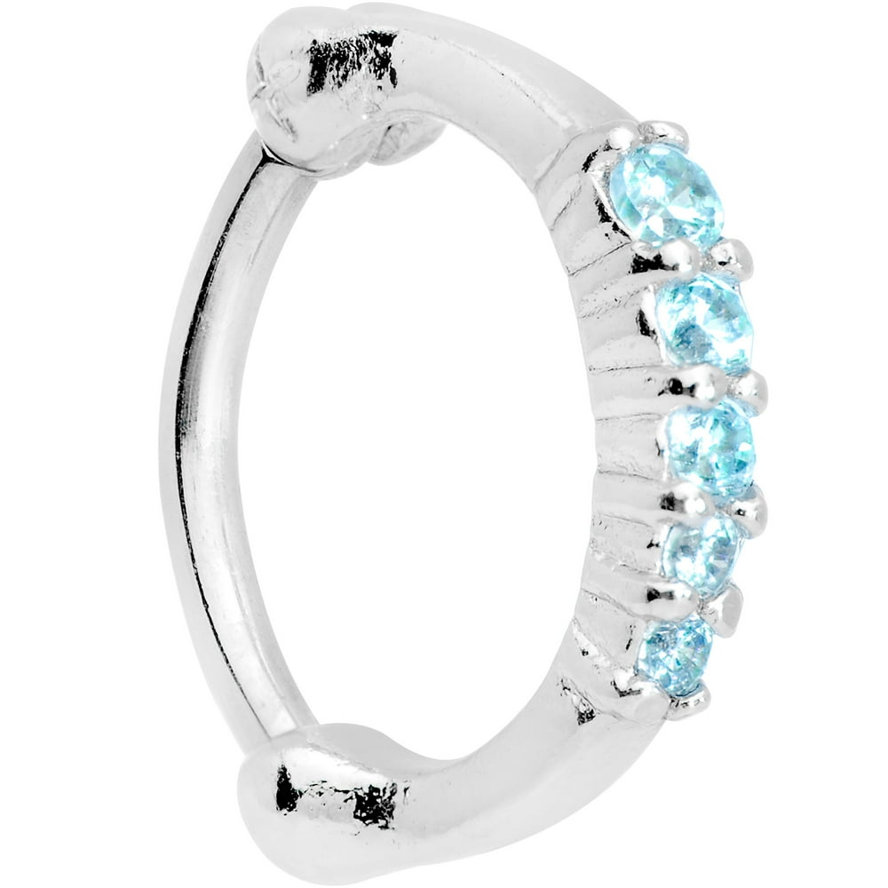 Body Candy Body Candy 16G 316L Steel Septum Jewelry Blue Accent Daith