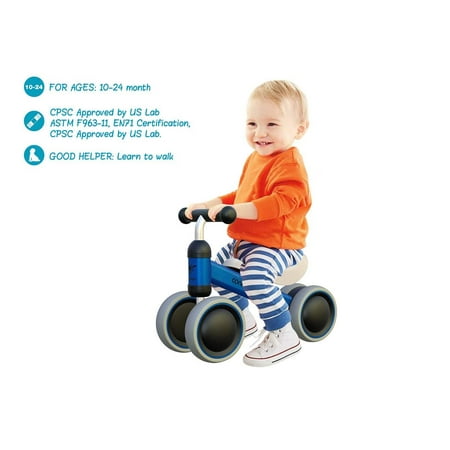 Mingzheng Baby Balance Bike for one Year Old Boys and Girls 4 Wheels Baby Toy Walker 10-24 Months No Pedal