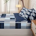 thumbnail image 5 of Manfei Vintage Grid Zipper Twin Comforter Sets with Fitted Sheet and 2 Pillowcases,Modern Check Zipper Bedding Set,Blue White Gray,Navy Blue Reversible,4pcs, 5 of 8
