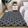 thumbnail image 3 of Lochas Luxury Velvet Shag Area Rug Plush Fluffy Rugs for Bedroom Living Room, Geometric Moroccan Rugs,4'x6',Dark Gray, 3 of 7