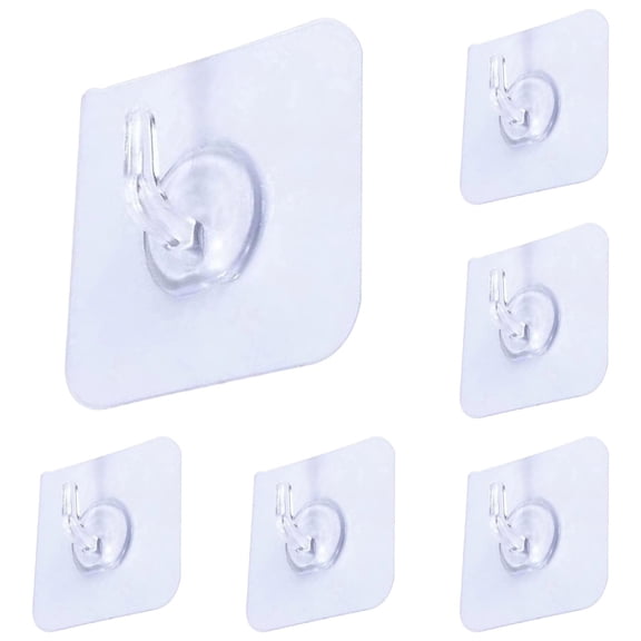 Heavy Duty Adhesive Hooks 10 Pack Clear Utility Wall Hooks Waterproof Oilproof Removable Reusable Sticky Hooks 20 lb Max 2.36 x 2.36 in