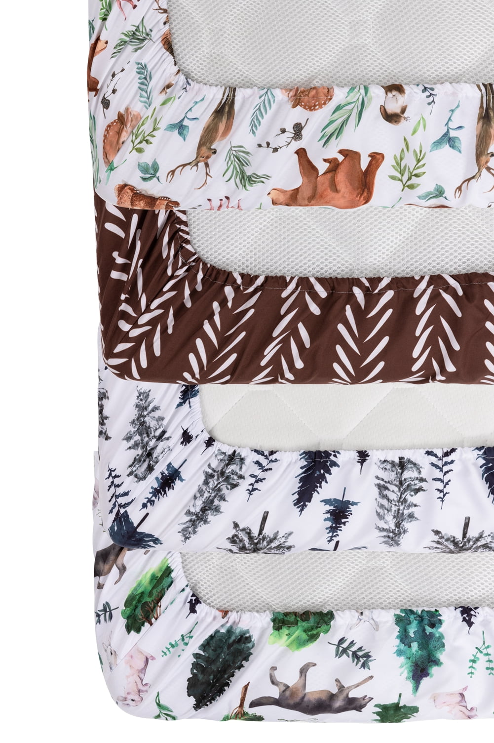 rezipo Crib Sheets Set 4-Piece 120 Thread Count Animals & Insects Green Woodland Polyester Fitted