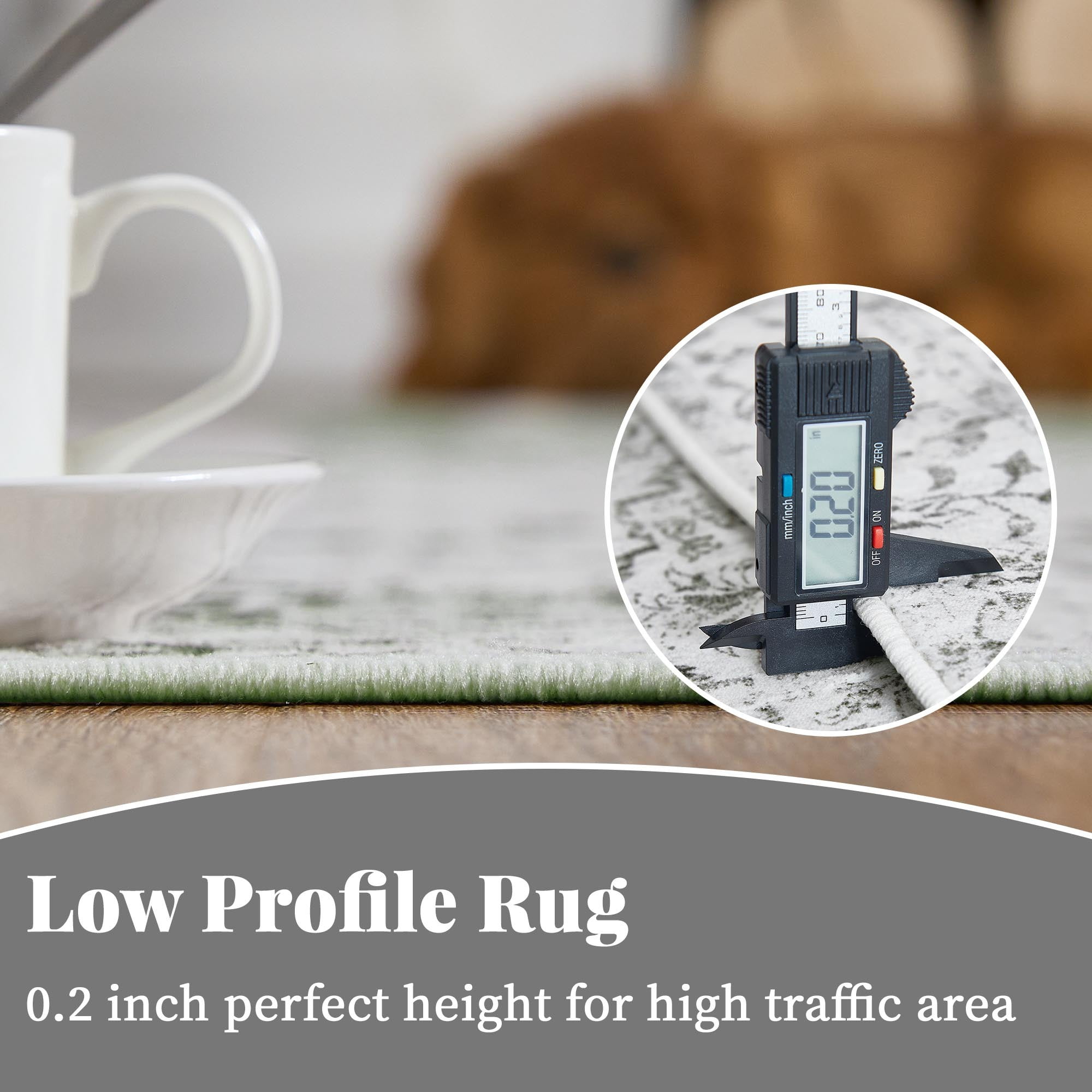 RUGKING Runner Rug 2x5, Non Slip Traditional Area Rug Low Pile Machine Washable Rugs for Entryway, Hallway, Kitchen and Corridor, Floral Grey