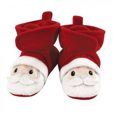 Hudson Baby Baby and Toddler Cozy Fleece Booties, Santa, 18-24 Months