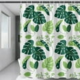 thumbnail image 4 of Waterproof Monstera Shower Curtain - Thick Fabric Bath Liner, Non-Slip Hooks, Leaf Pattern, for Bathtub & Bathroom, Mold-Resistant, 4 of 6