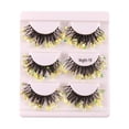 thumbnail image 2 of 3 Pairs Luminous False Eyelashes, Dramatic Shining Colorful Fun Eyelashes Decor, Yellow, 2 of 8