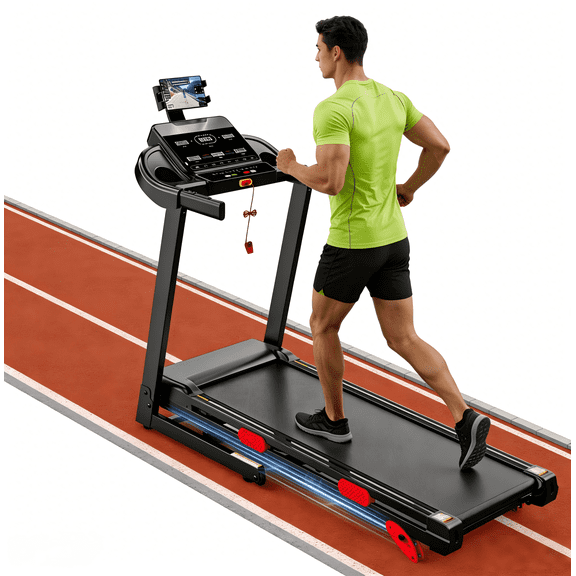 Incline Treadmill with Dual Brushless Motor, Easy Folding & Equipment, Space-Saving, Home / Apartment Use