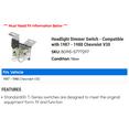 thumbnail image 2 of Headlight Dimmer Switch - Compatible with 1987 - 1988 Chevy V30, 2 of 2