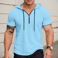 thumbnail image 2 of Mens Work Shirt Slim Fit Zip Up Hooded Pure Basic Home Hiking Beach Tops,Sky Blue,S, 2 of 5