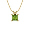 thumbnail image 4 of Clara Pucci 14K Yellow Solid Hypoallergenic Gold 2.5Ct Natural Peridot Princess Cut Solitaire Designer Necklace Pendant For August, 4 of 7
