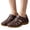 Coffee, variant on YOUYEDIAN Sandals for Women Fashion Breathable Cut-Out Versatile Round Toe Hook-and-Loop Flats Casual Non Slip Walking Shoes